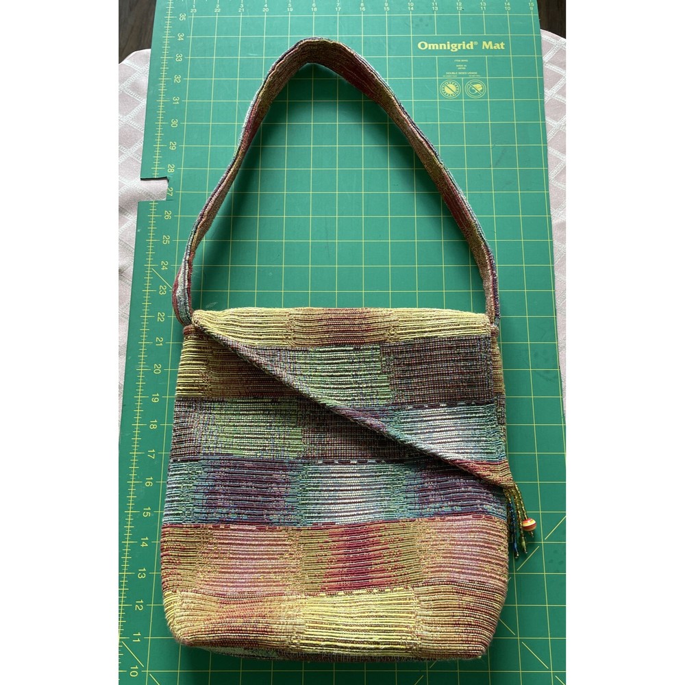 Suruchi Handbag Multicolor Tapestry Foldover Flap with Beaded Tassel